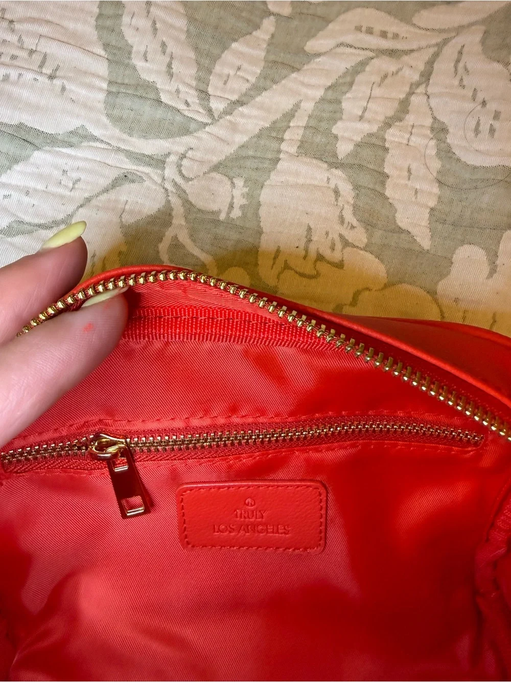 TRULY Red Cosmetic bag with Gold Hardware